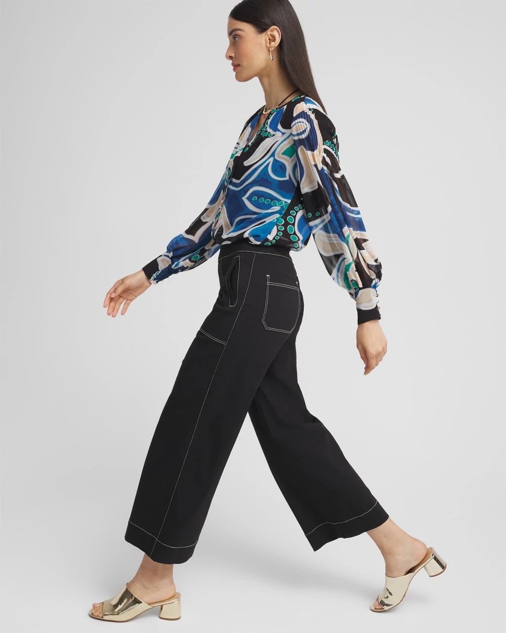 絶妙なデザイン Cropped Leg Wide Stitch Contrast Brigitte Pants Chico's | パンツ